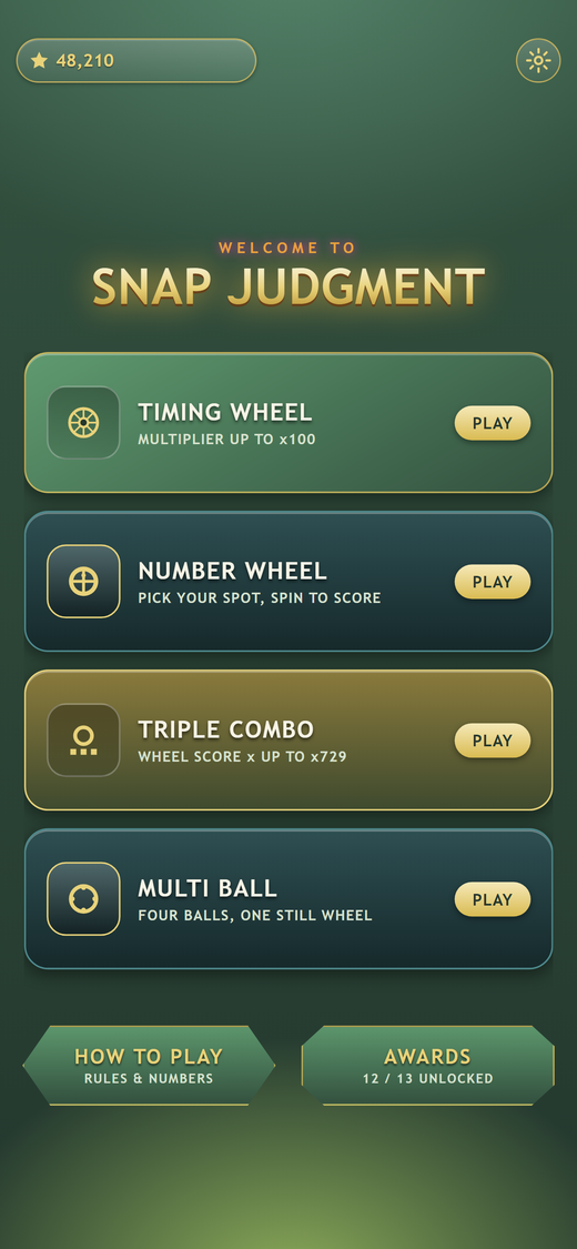 Home screen showing the four modes